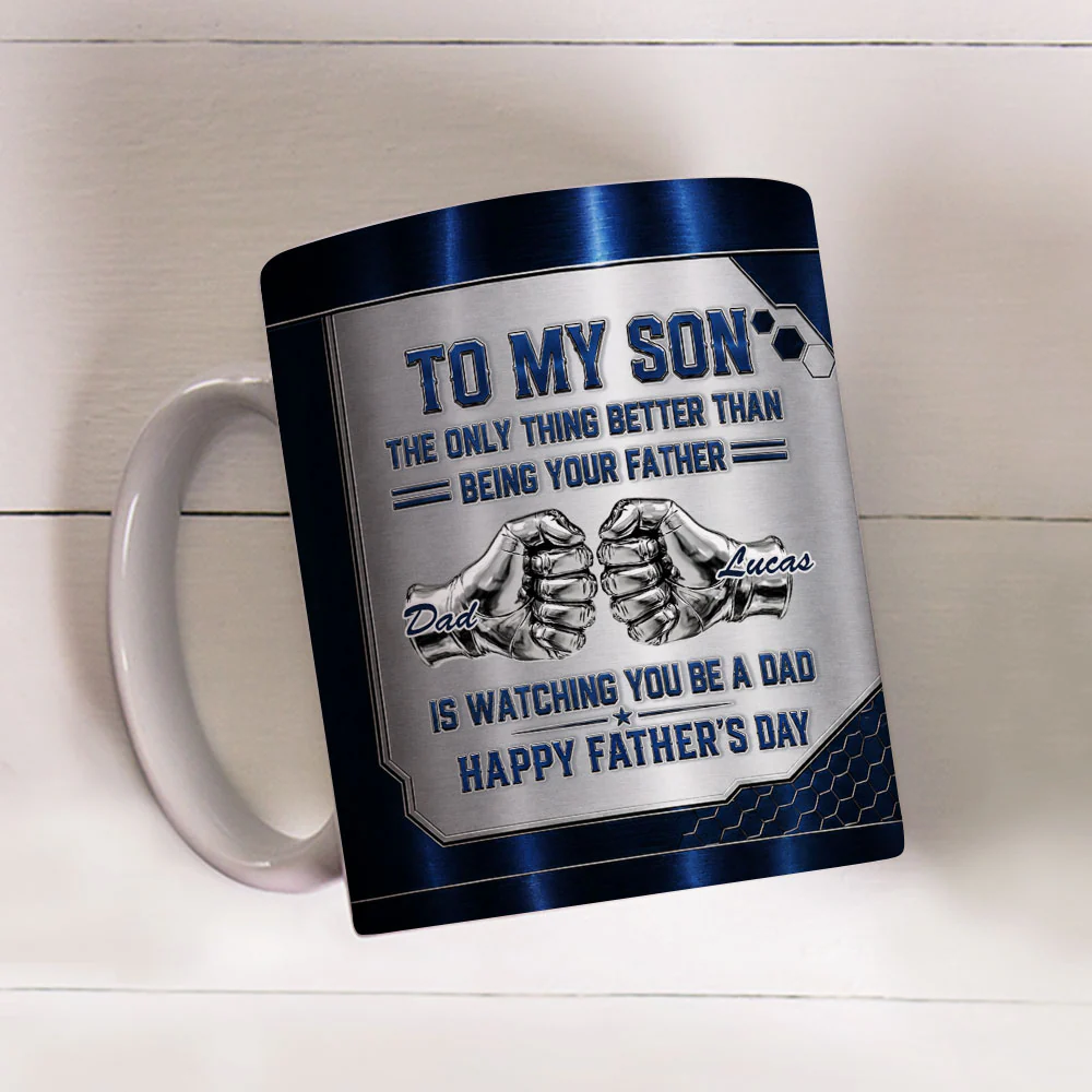 Watching My Son - Personalized Custom 3D Inflated Effect Mug - Image 4