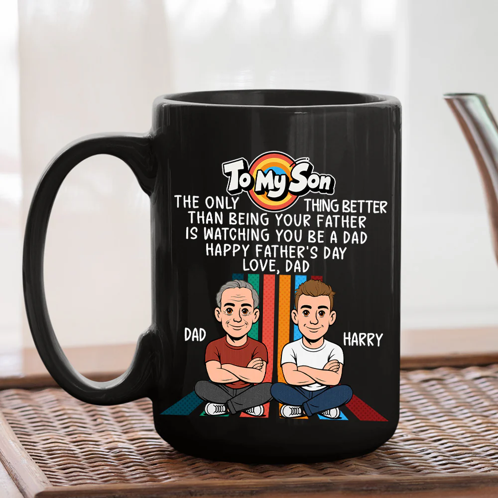 Watching You Be A Dad Retro - Personalized Custom Coffee Mug - Image 4