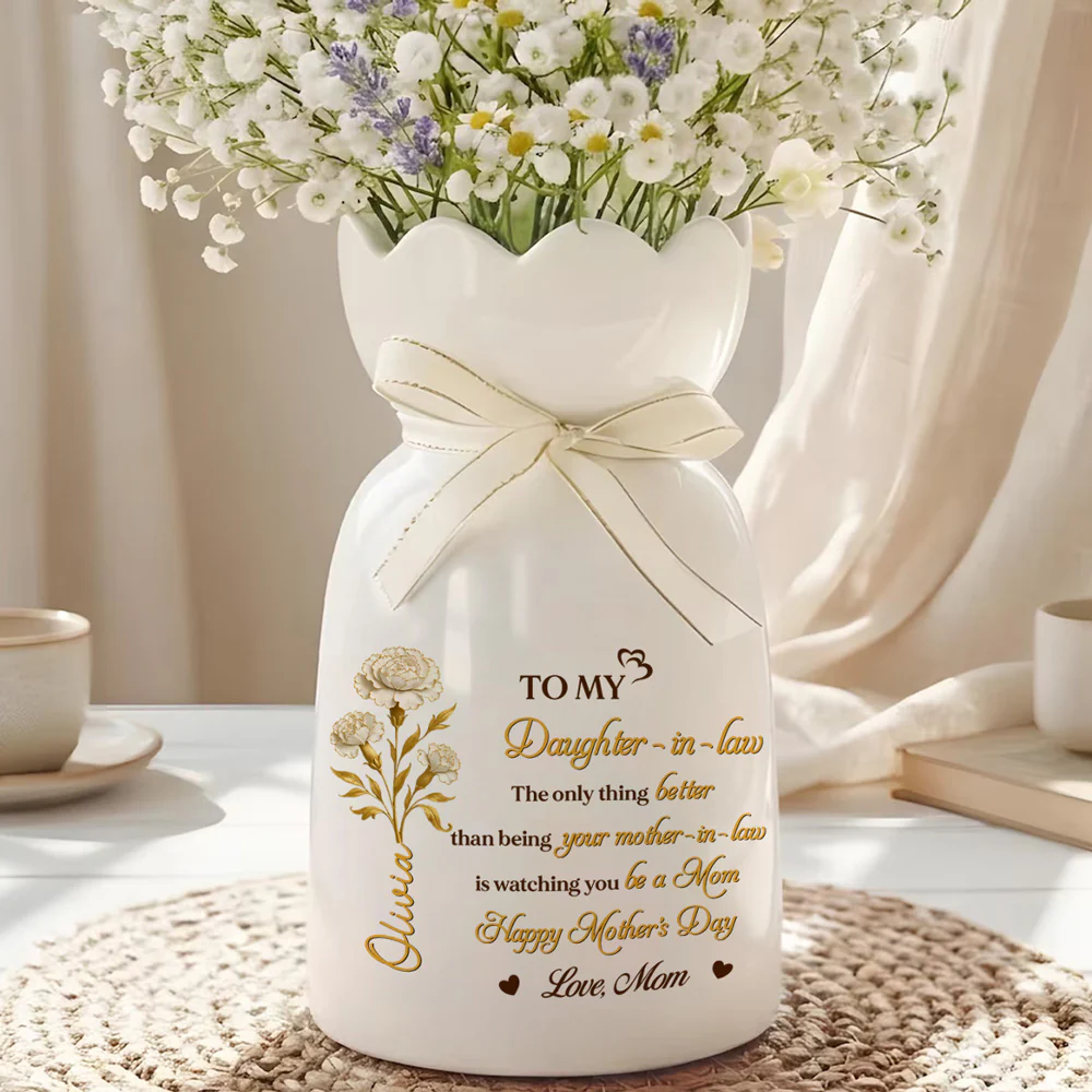 Watching You Be A Mom - Personalized Custom Ribbon Tie Flower Vase