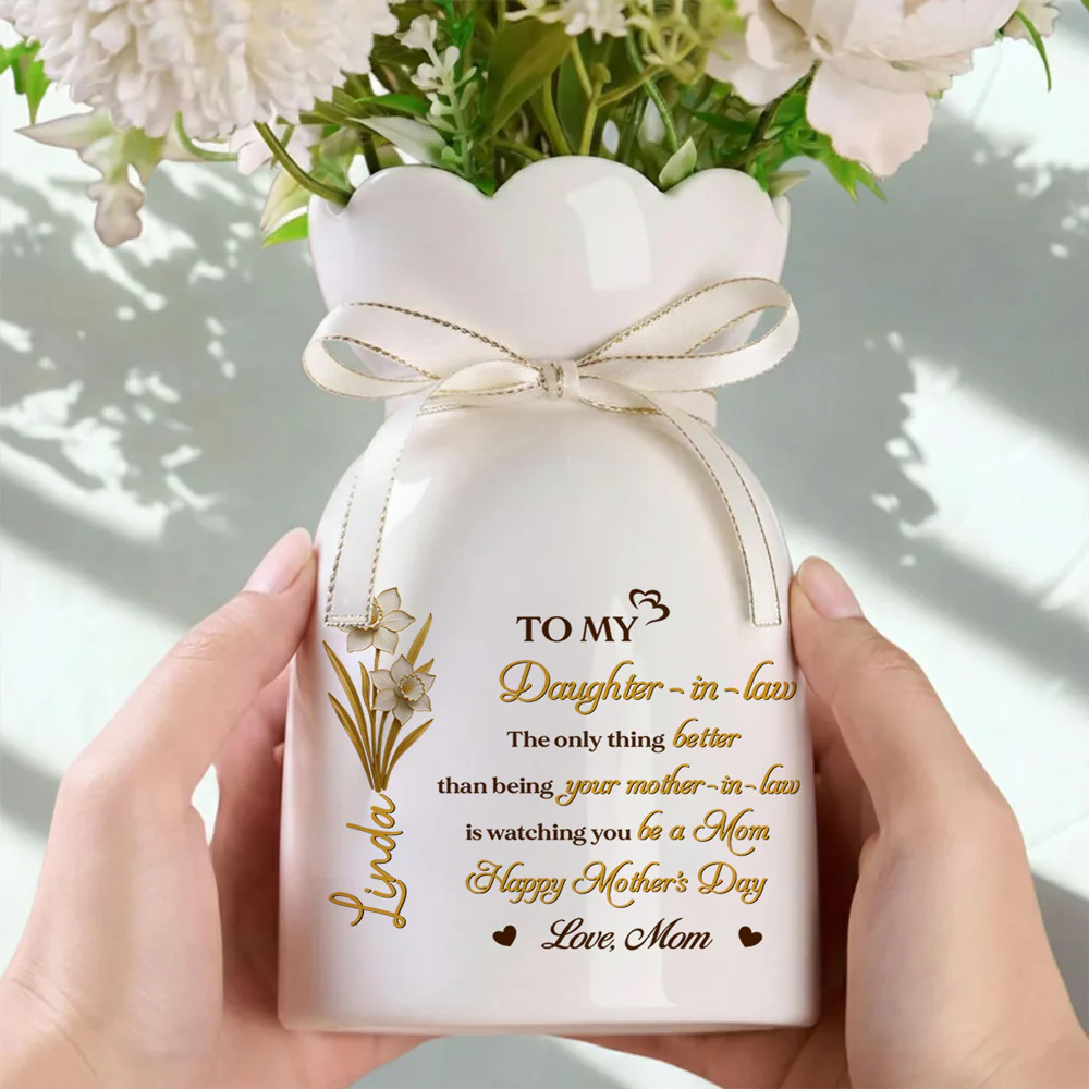 Watching You Be A Mom - Personalized Custom Ribbon Tie Flower Vase - Image 4