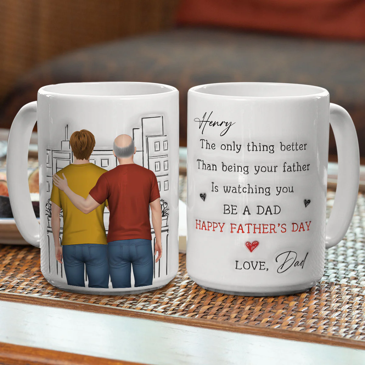 Watching You Be Caring Dad - Personalized Custom 3D Inflated Effect Mug - Image 4