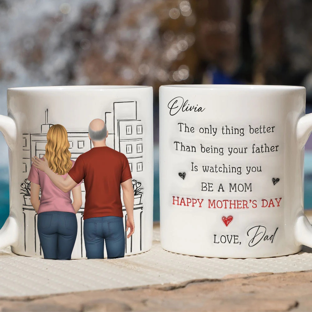 Watching You Be Caring Mom - Personalized Custom 3D Inflated Effect Mug - Image 3