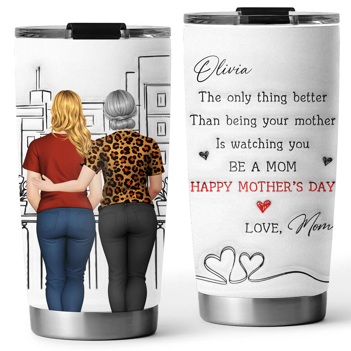 Watching You Be Caring Mom - Personalized Custom 3D Inflated Tumbler