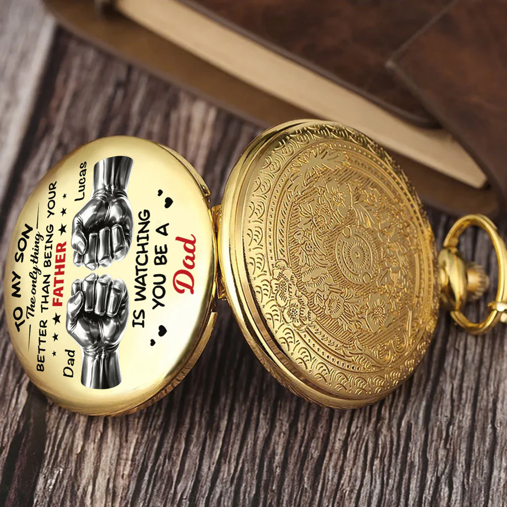Watching You Become A Dad - Personalized Custom Print Pocket Watch - Image 2