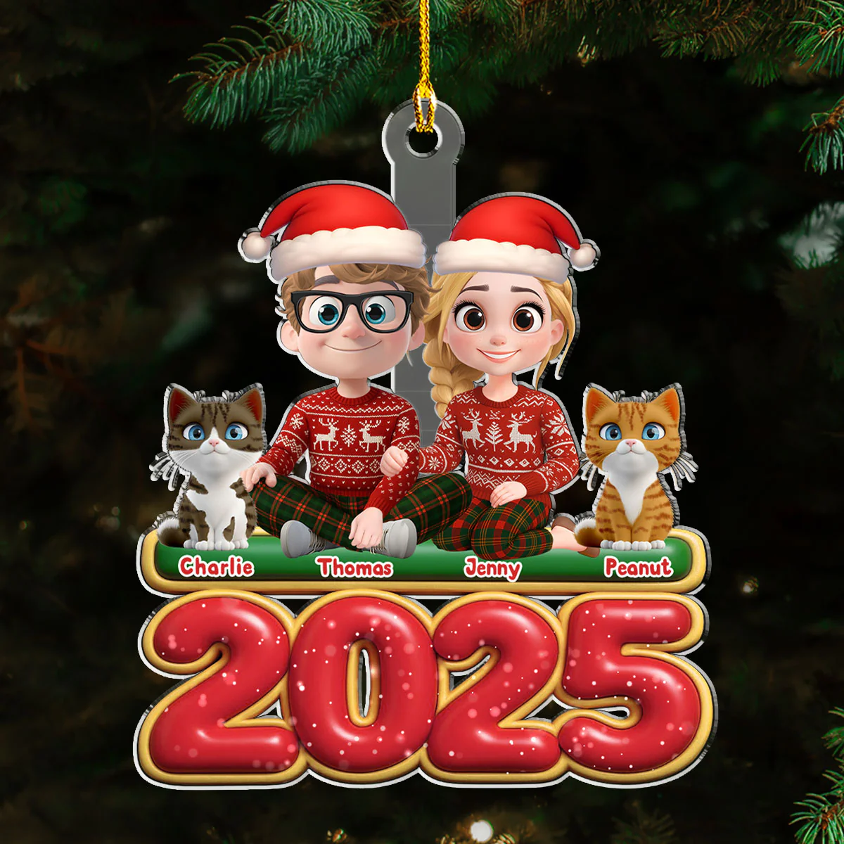 We And Our Cat - Personalized Custom Acrylic Ornament - Image 2