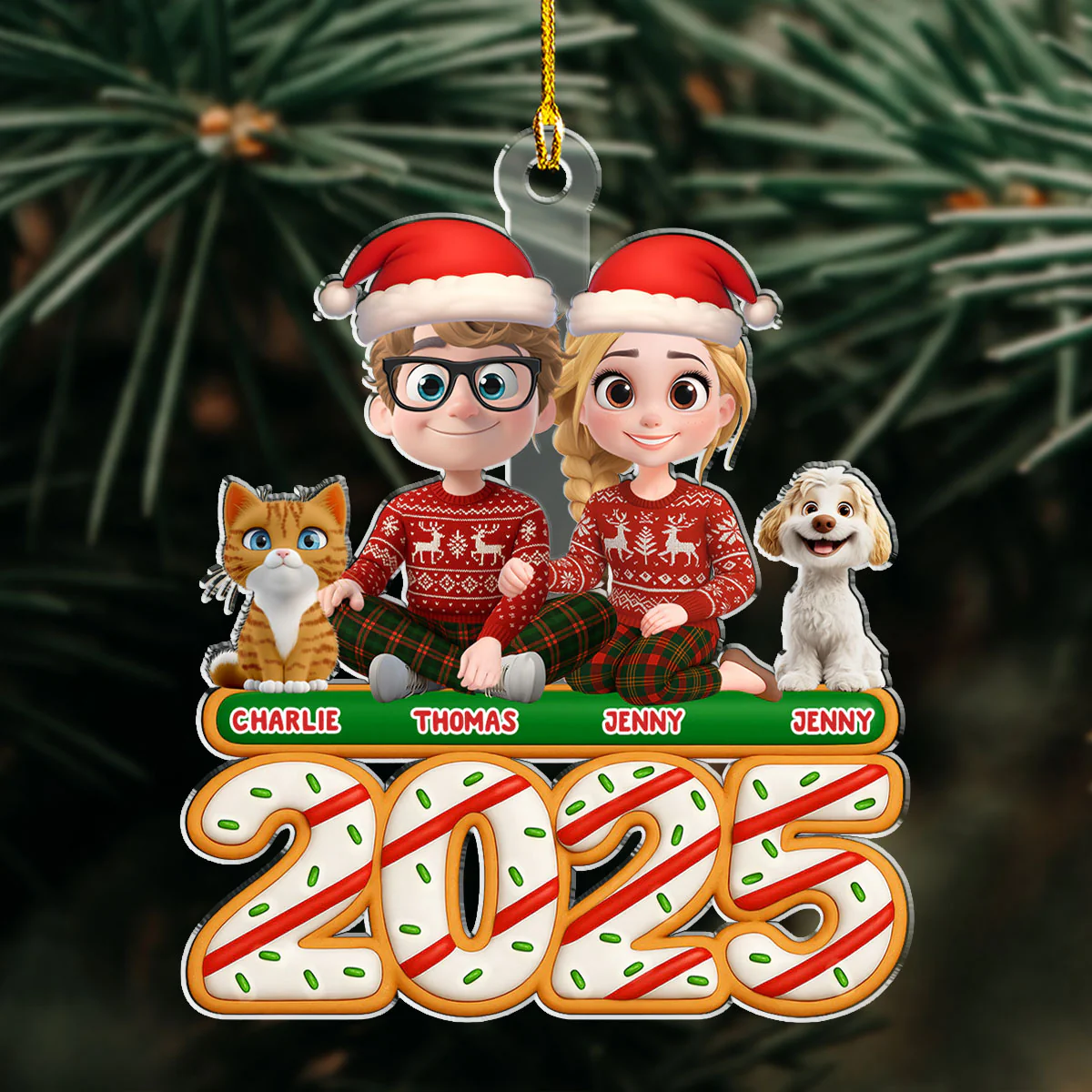 We And Our Pet Tree Cake - Personalized Custom Acrylic Ornament - Image 2