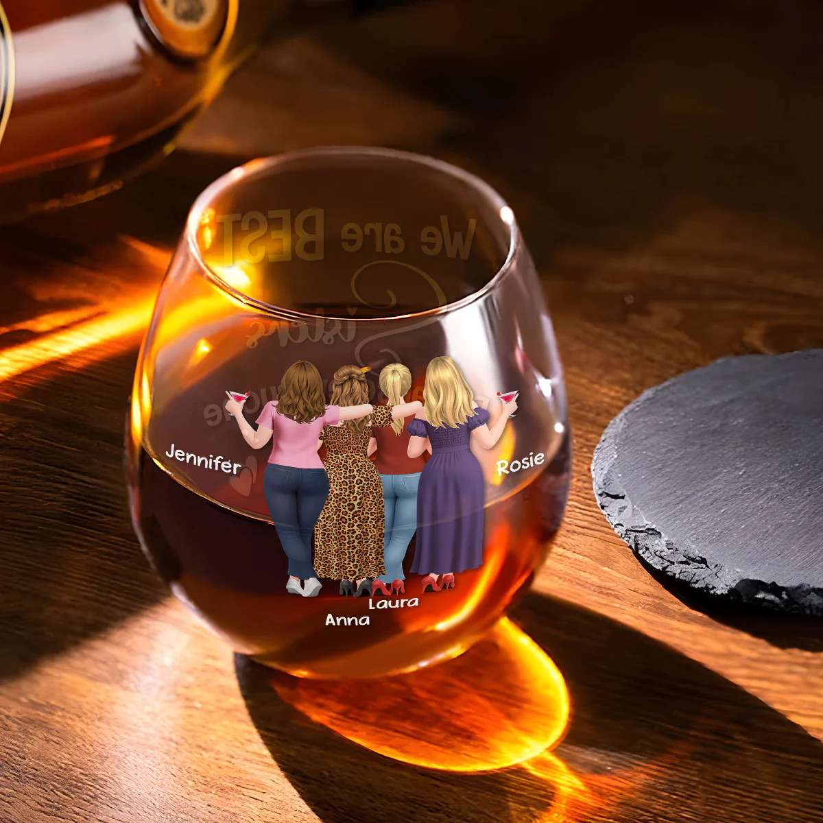 We Are Best Friends And No One Else - Personalized Custom Wine Glass - Image 3