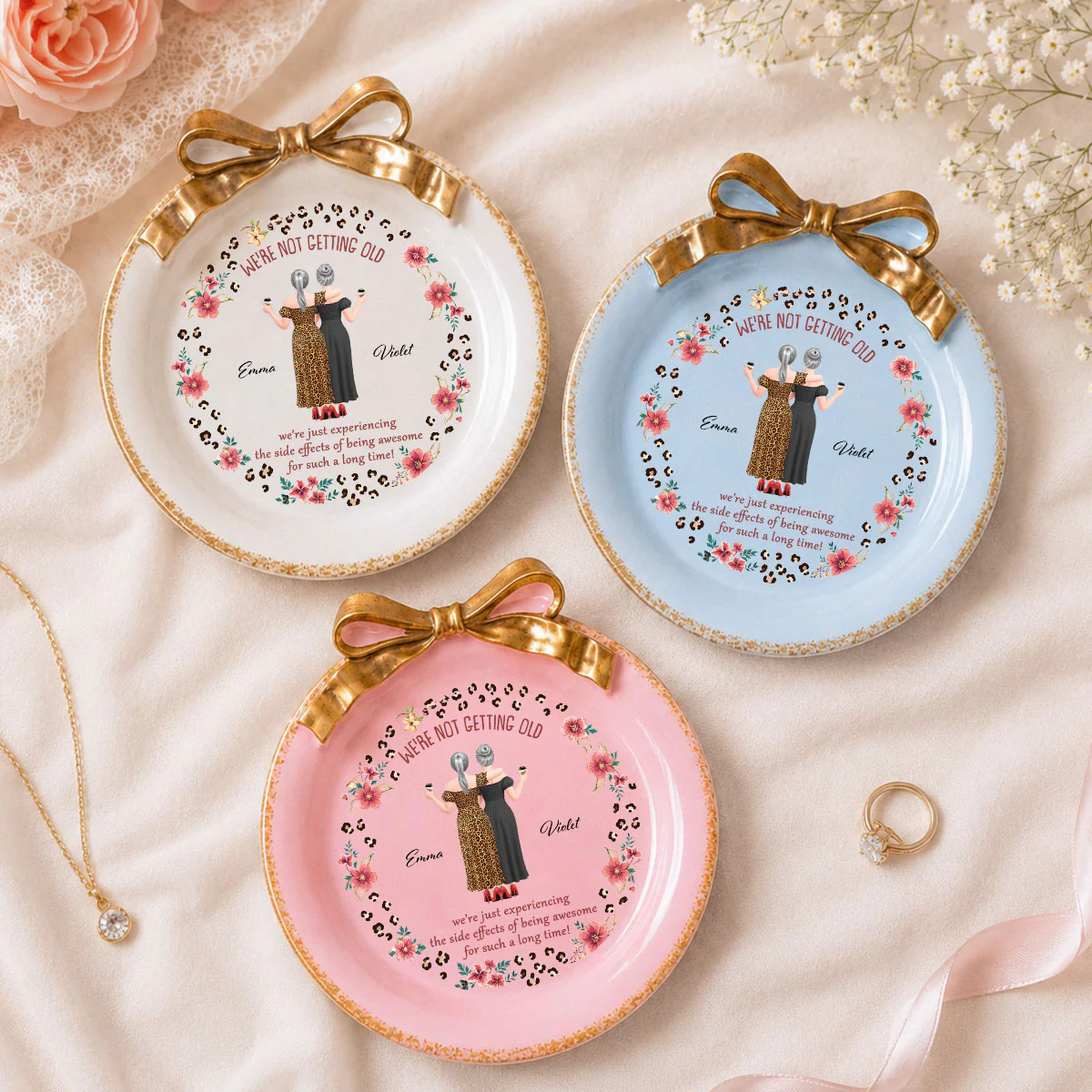 We Are Not Getting Old - Personalized Custom Bow Jewelry Dish - Image 2