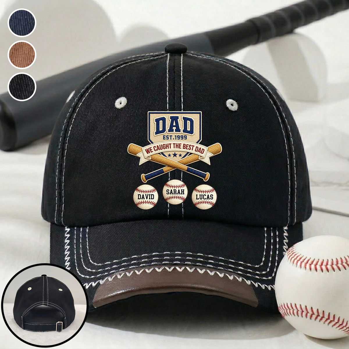 We Caught The Best Baseball Dad - Personalized Custom Vintage Soft Baseball Cap