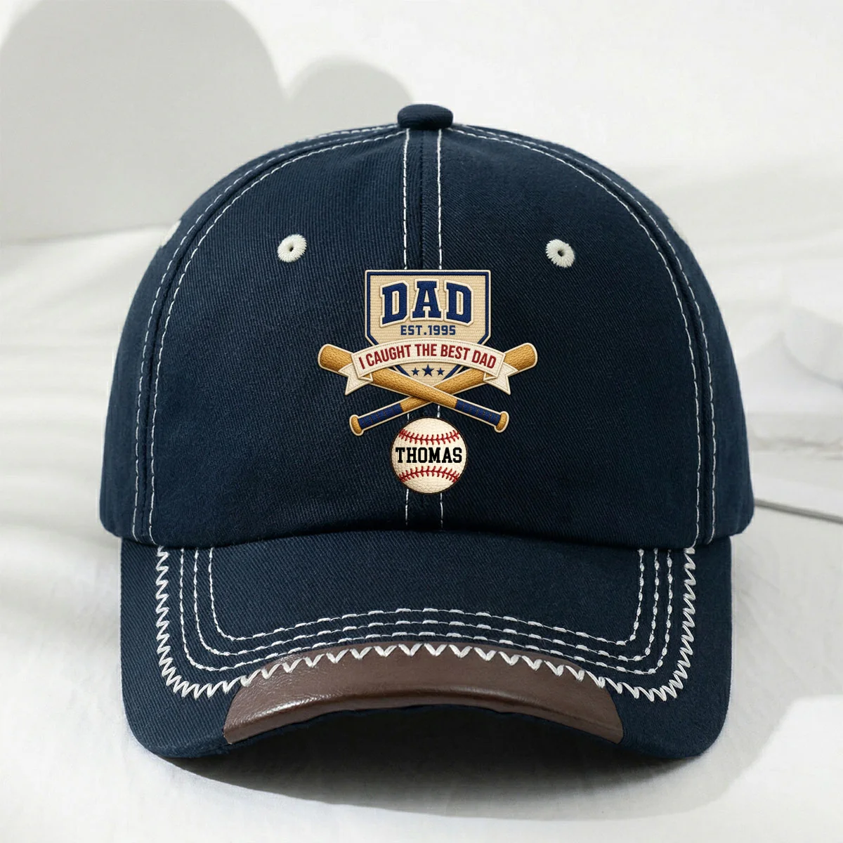 We Caught The Best Baseball Dad - Personalized Custom Vintage Soft Baseball Cap - Image 10