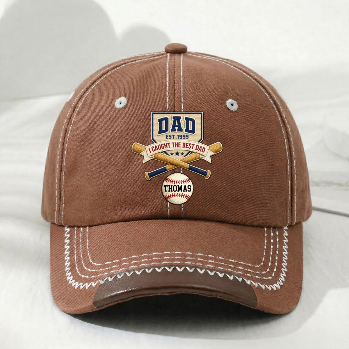 We Caught The Best Baseball Dad - Personalized Custom Vintage Soft Baseball Cap - Image 9