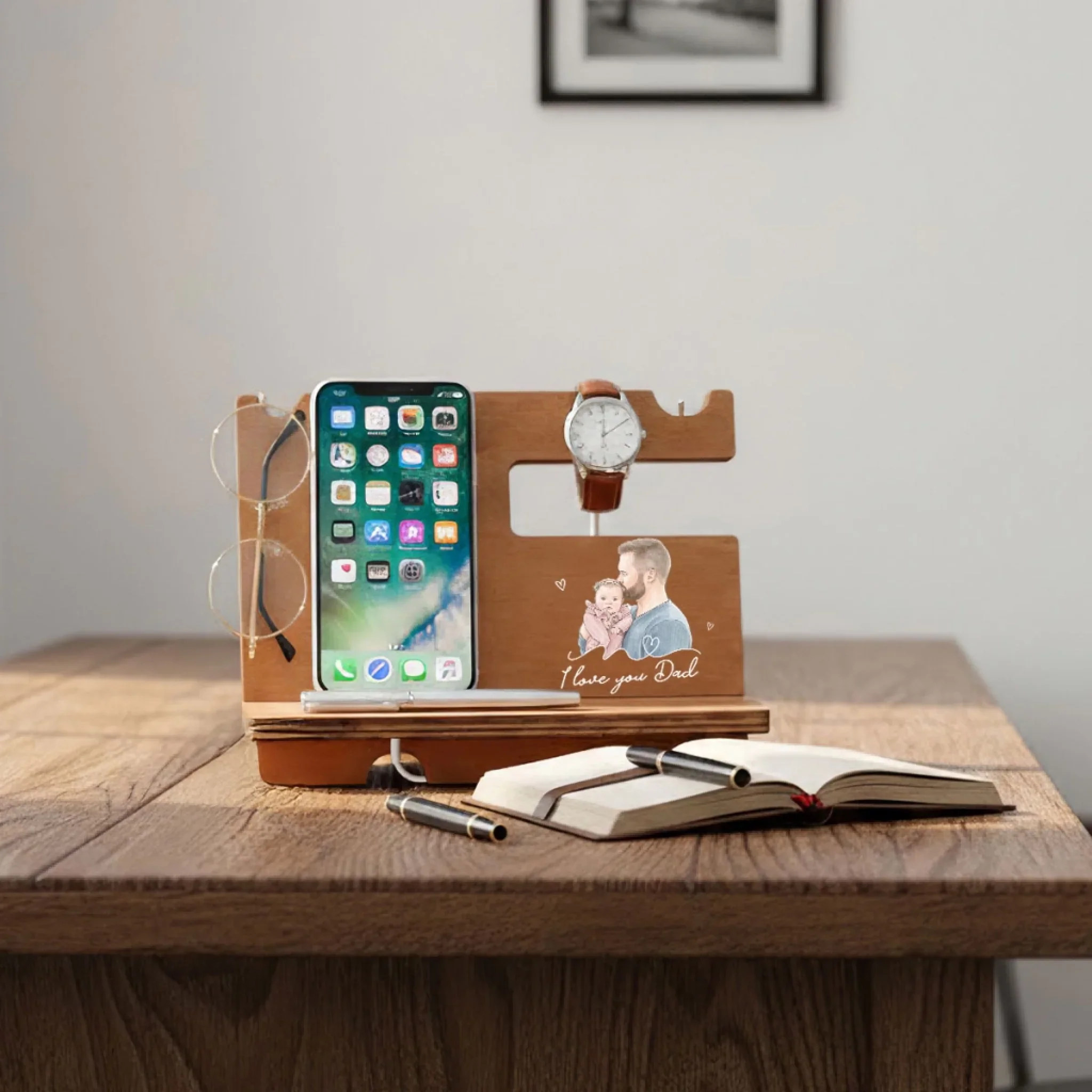 We Love You - Personalized Custom Wood Phone Docking Station - Image 2