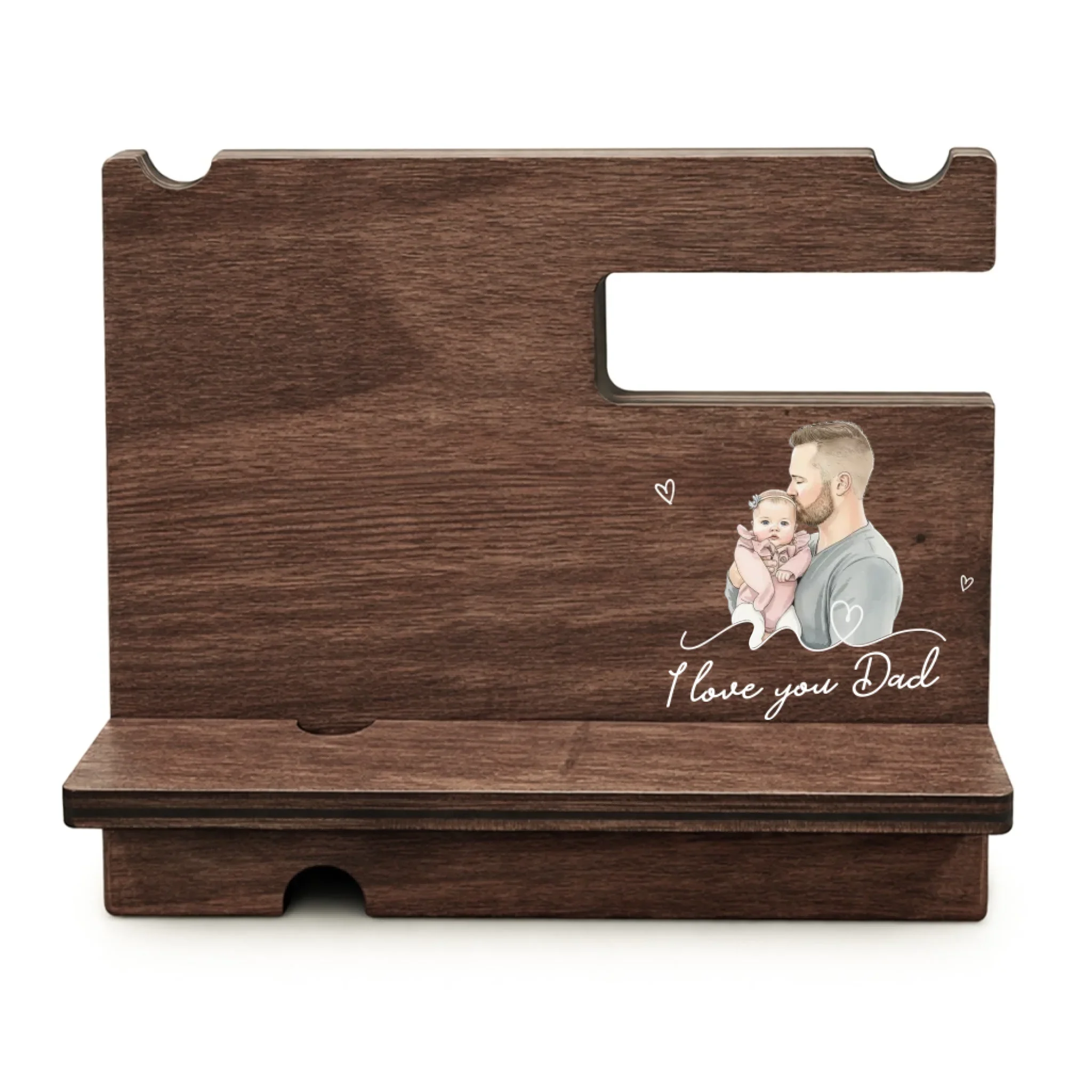 We Love You - Personalized Custom Wood Phone Docking Station - Image 8