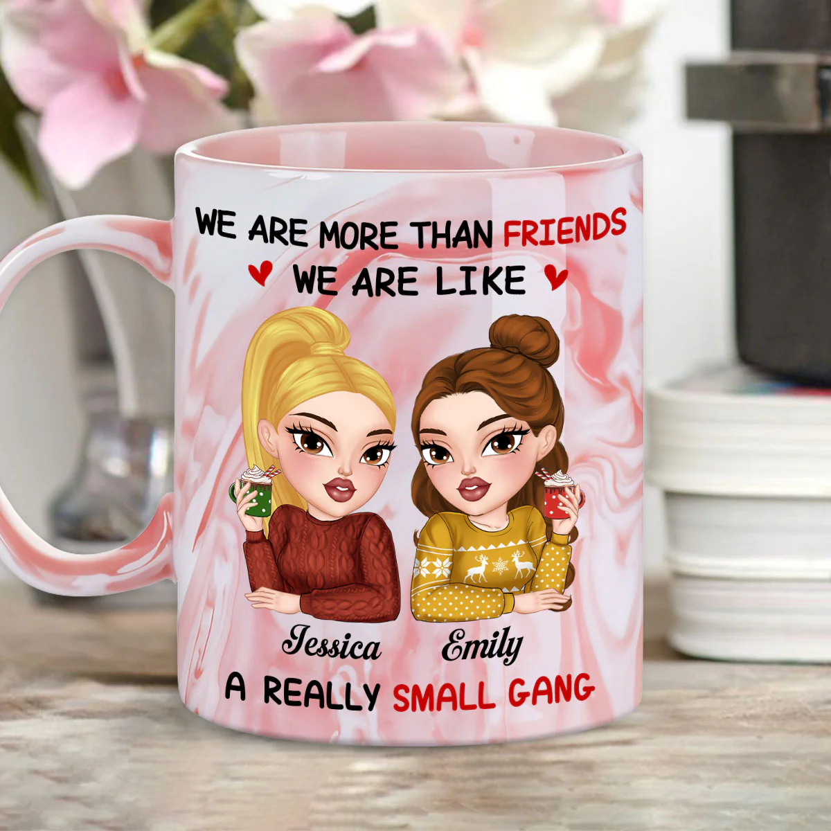 We Make Trouble Look Good - Personalized Custom Pink Marble Mug - Image 5