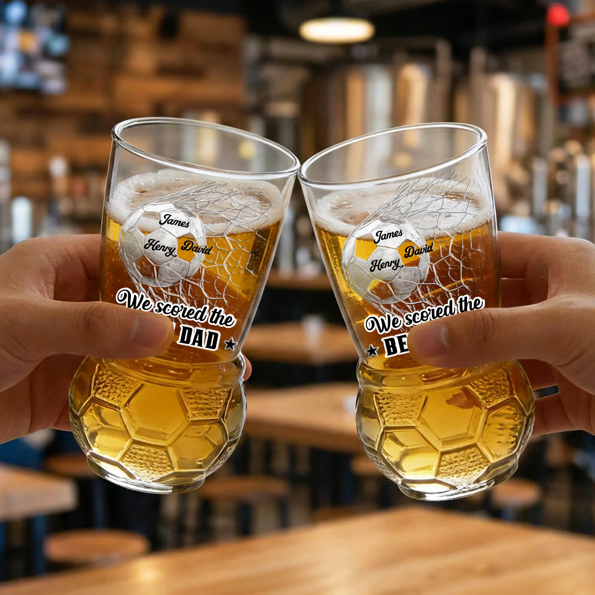 We Scored The Best Dad - Personalized Custom Football Beer Glass - Image 2