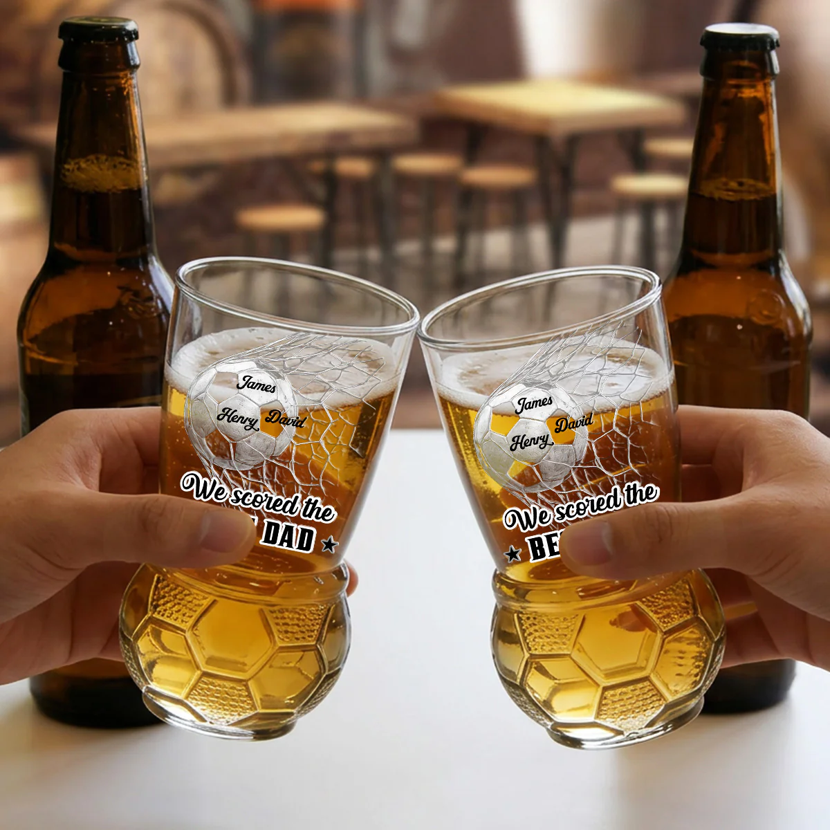 We Scored The Best Dad - Personalized Custom Football Beer Glass - Image 5