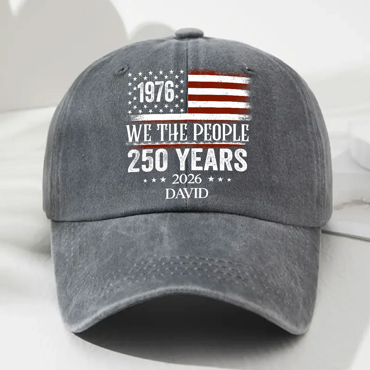 We The People - Personalized Custom Vintage Washed Denim Cap - Image 3