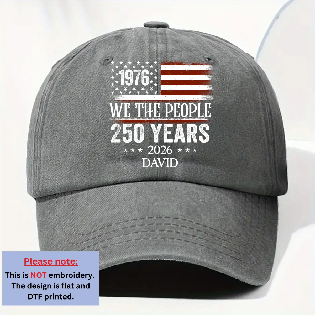 We The People - Personalized Custom Vintage Washed Denim Cap - Image 7