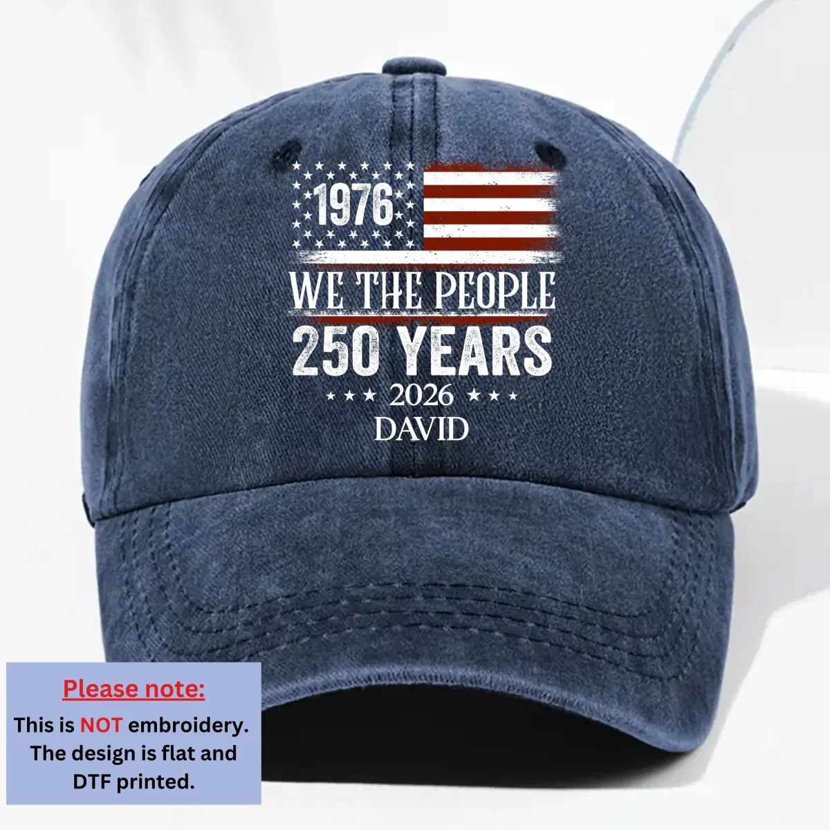 We The People - Personalized Custom Vintage Washed Denim Cap - Image 8
