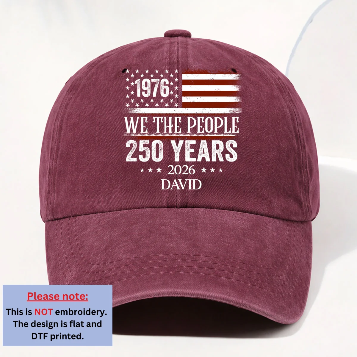 We The People - Personalized Custom Vintage Washed Denim Cap - Image 9
