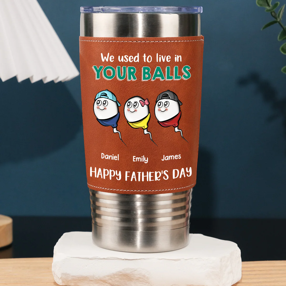 We Used To Live - Personalized Custom Leather Tumbler