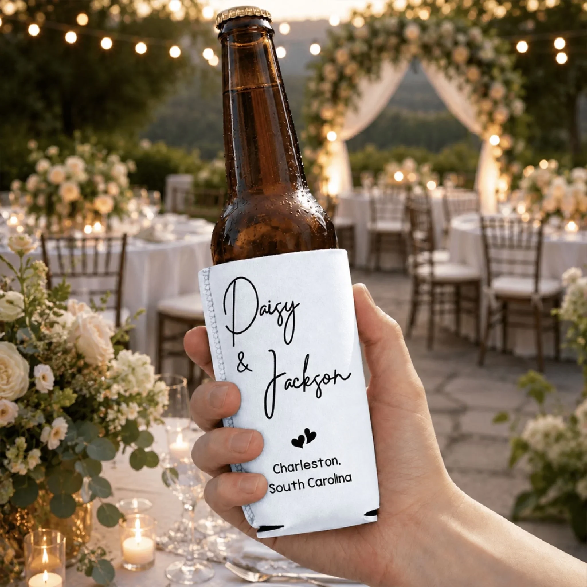 Wedding Cheers - Personalized Custom Skinny Can Cooler - Image 3