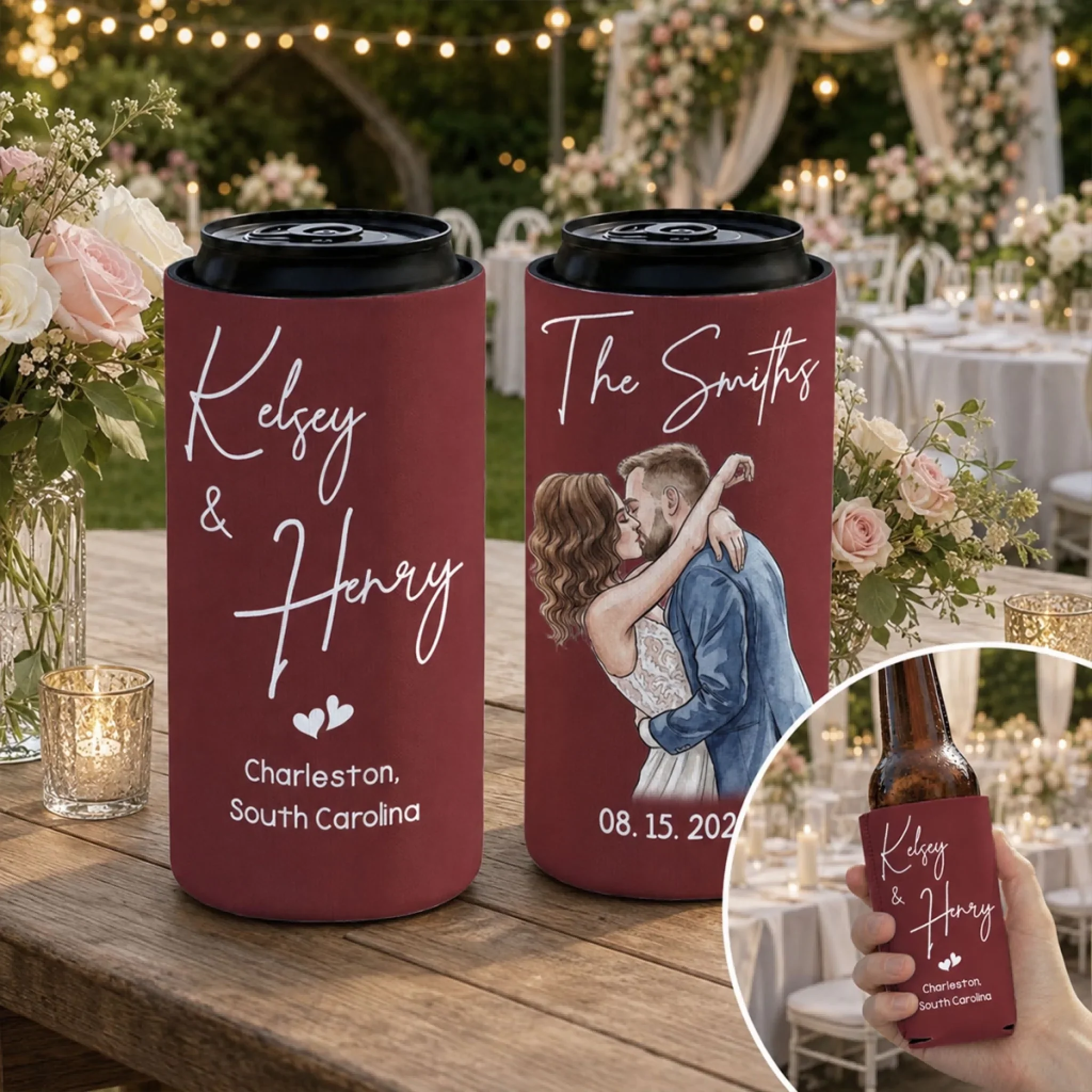 Wedding Cheers - Personalized Custom Skinny Can Cooler - Image 4
