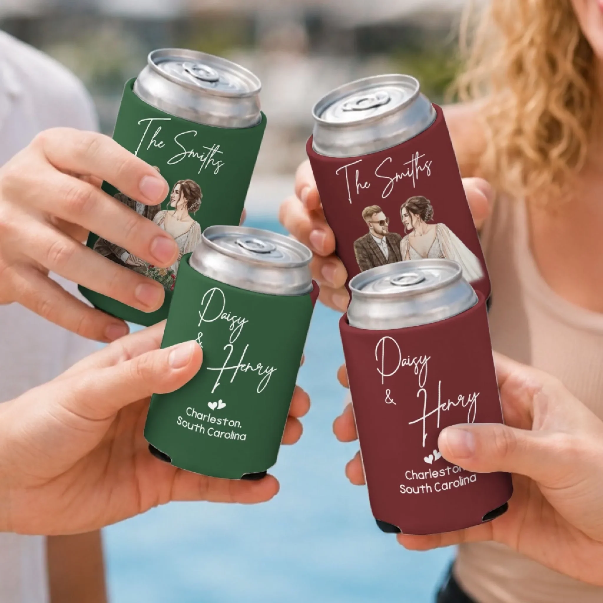 Wedding Cheers - Personalized Custom Skinny Can Cooler - Image 5