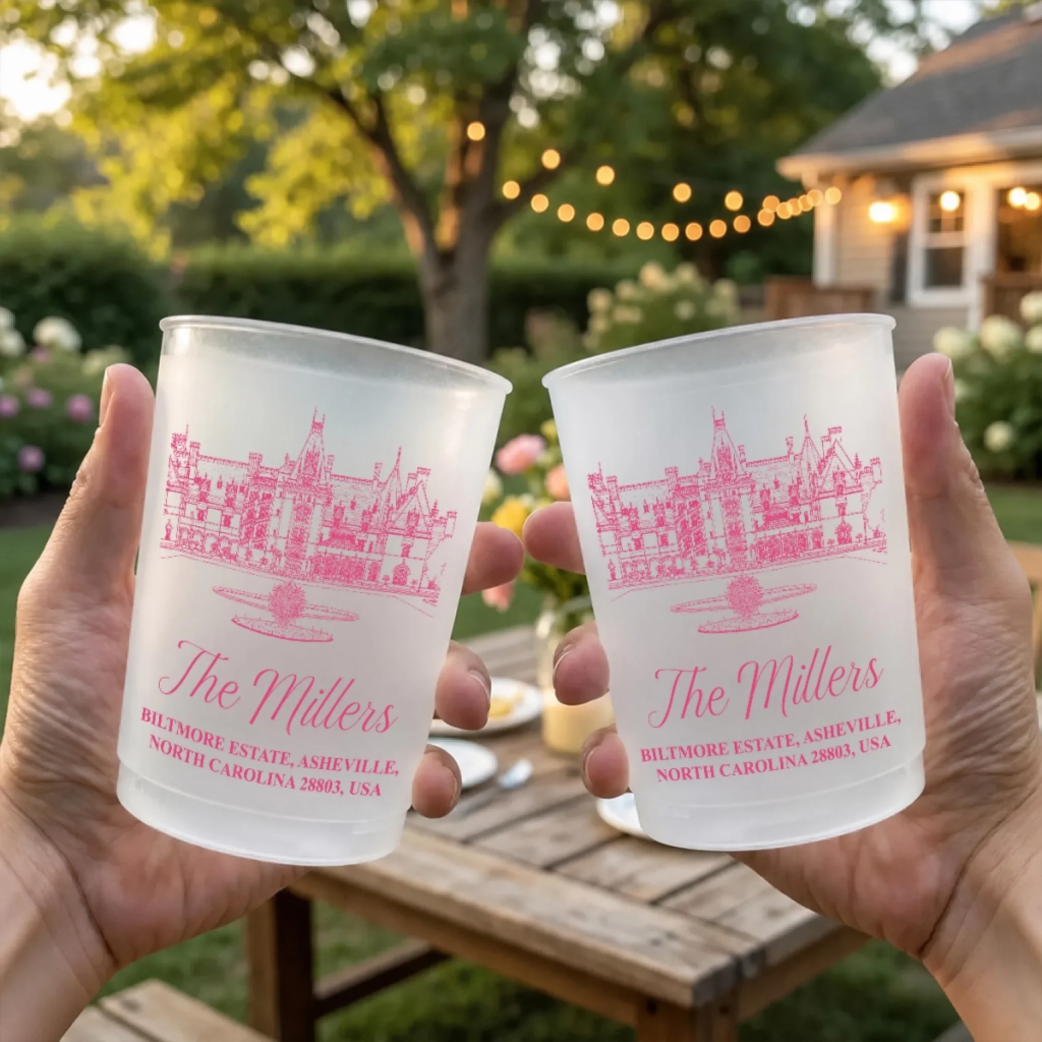 Wedding Venue Illustration - Personalized Custom Frosted Cup - Image 2