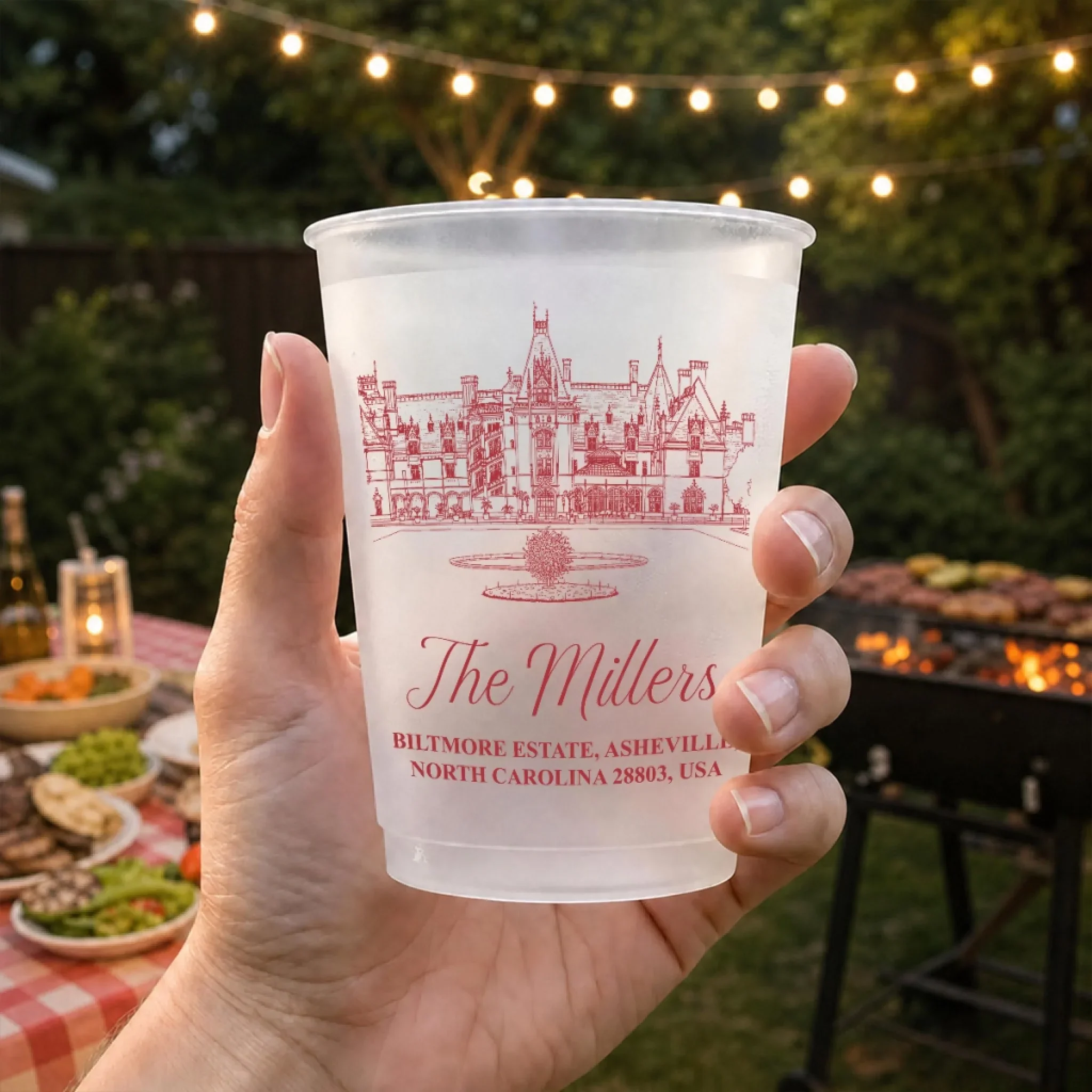Wedding Venue Illustration - Personalized Custom Frosted Cup - Image 3