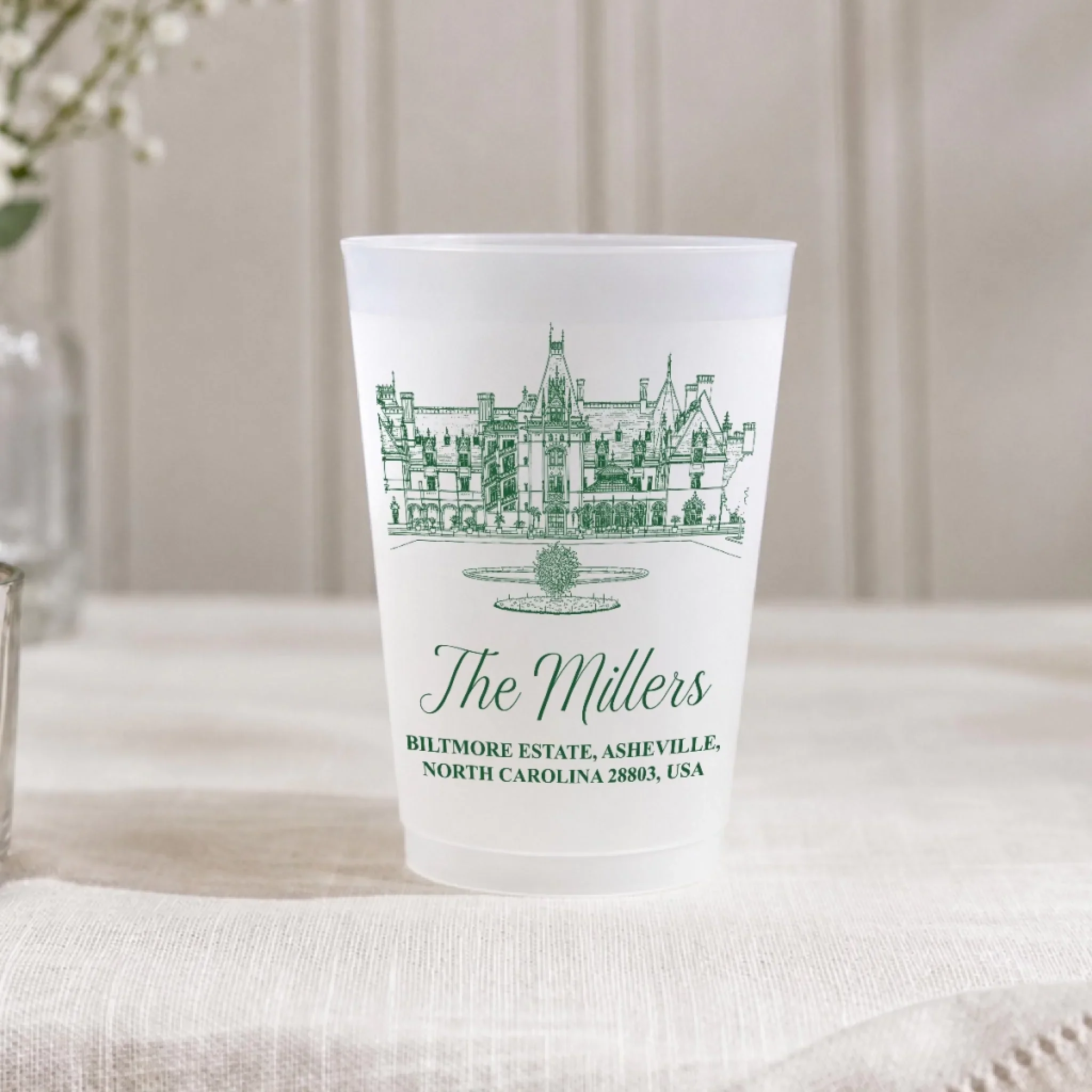 Wedding Venue Illustration - Personalized Custom Frosted Cup - Image 4