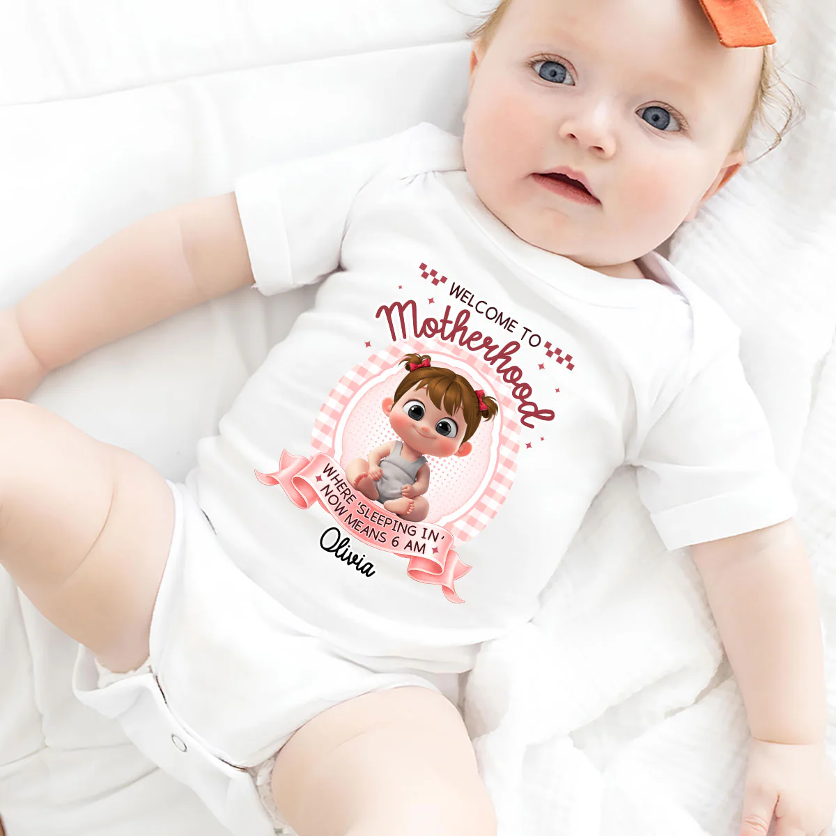 Welcome To Motherhood - Personalized Custom Baby Onesie - Image 2