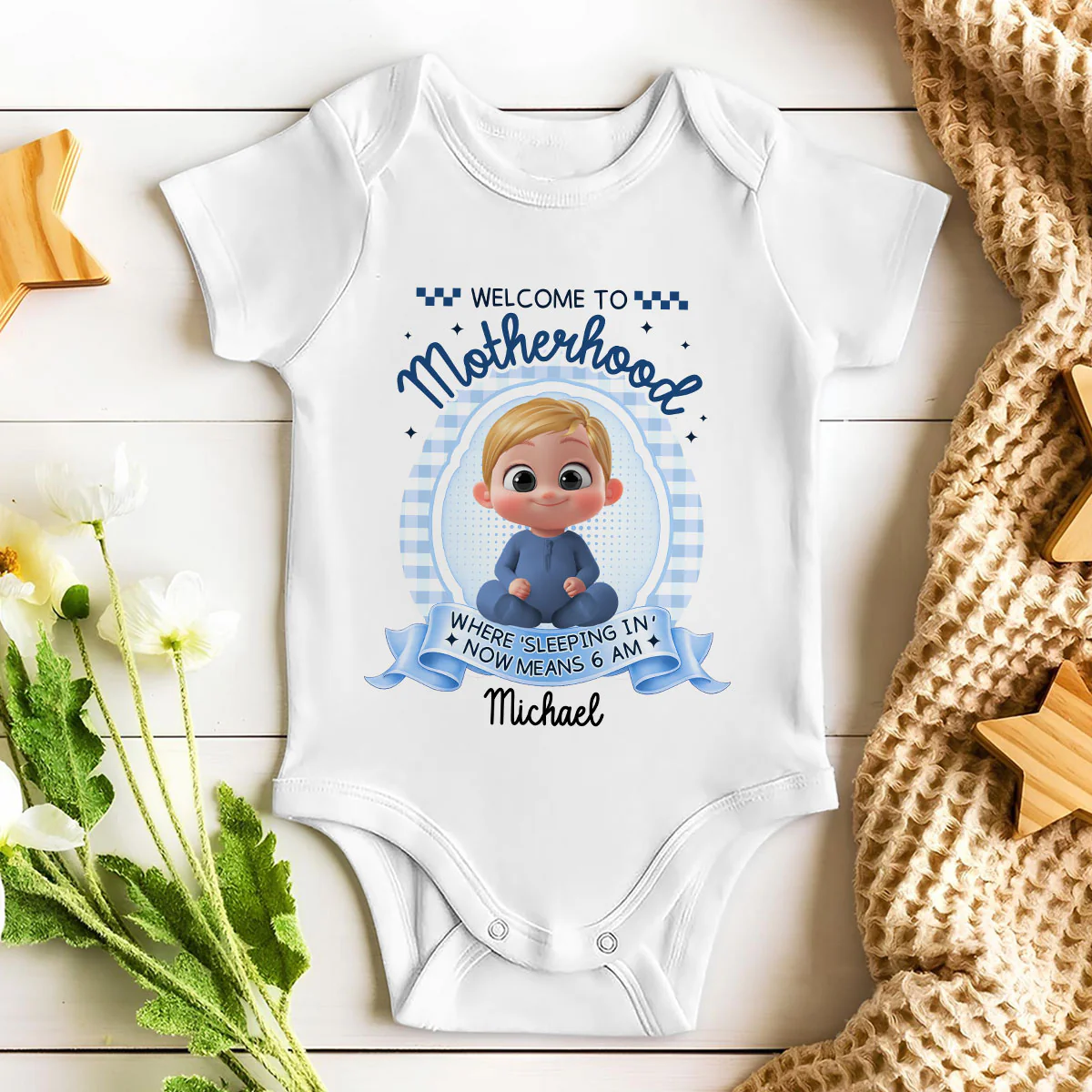 Welcome To Motherhood - Personalized Custom Baby Onesie - Image 4