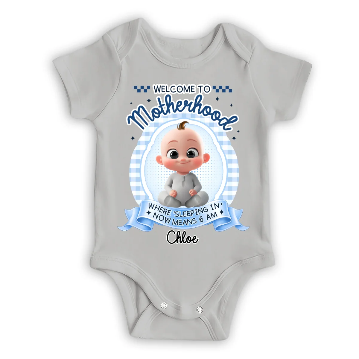 Welcome To Motherhood - Personalized Custom Baby Onesie - Image 7