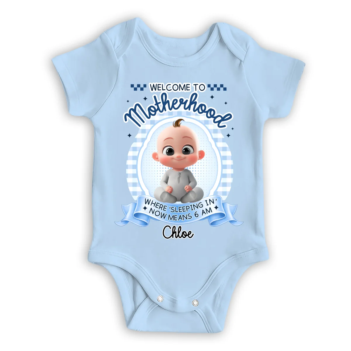 Welcome To Motherhood - Personalized Custom Baby Onesie - Image 8