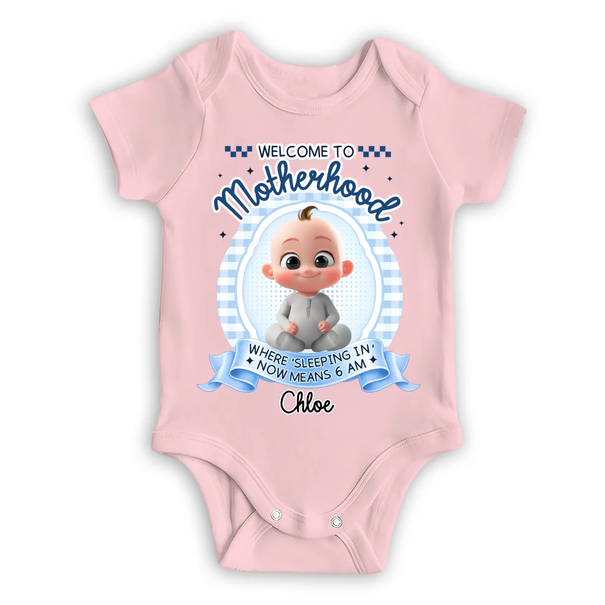 Welcome To Motherhood - Personalized Custom Baby Onesie - Image 9