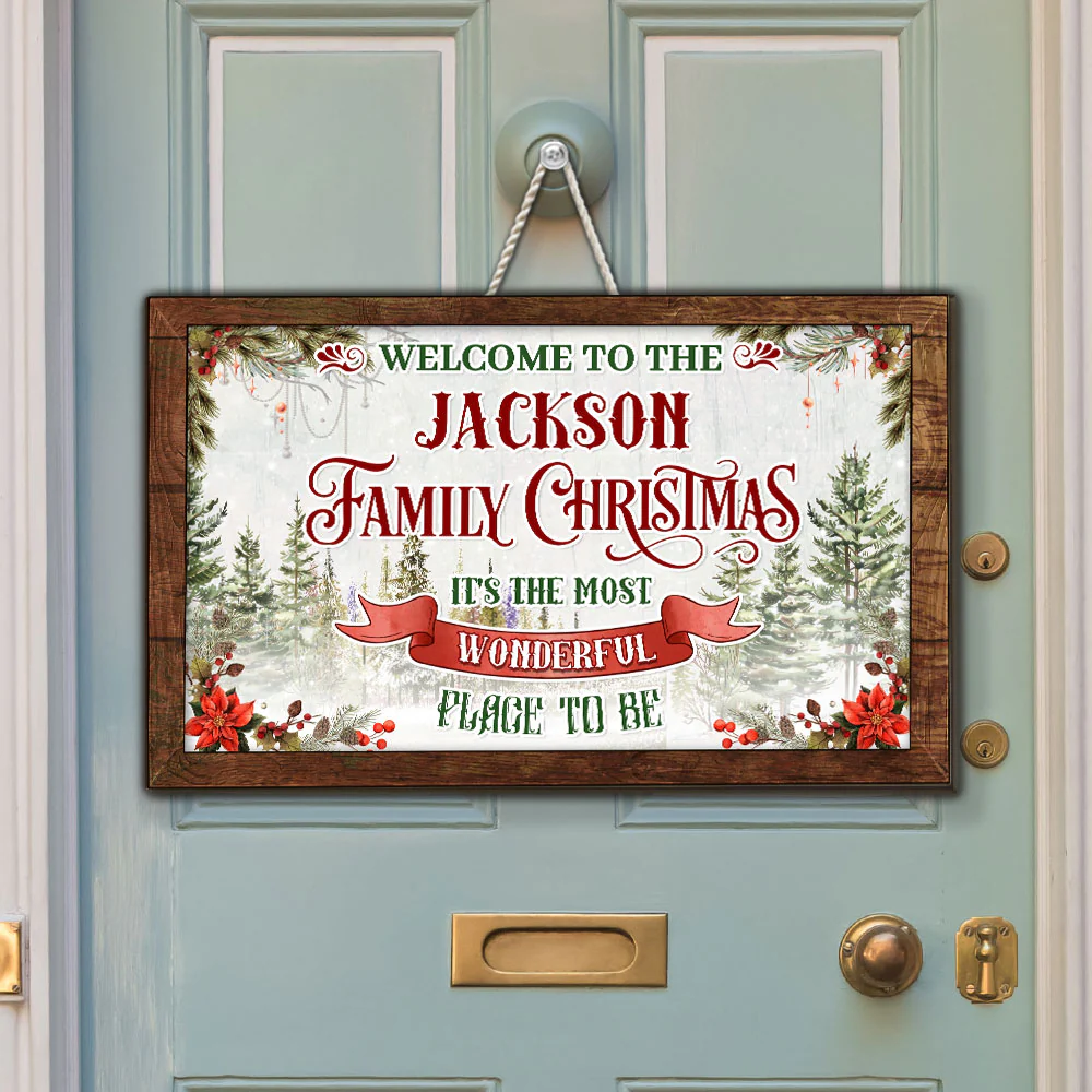 Welcome To Our Family Christmas - Personalized Custom Wood Sign - Image 3