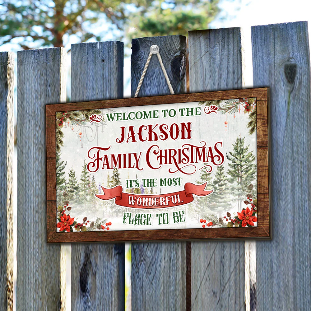Welcome To Our Family Christmas - Personalized Custom Wood Sign - Image 4