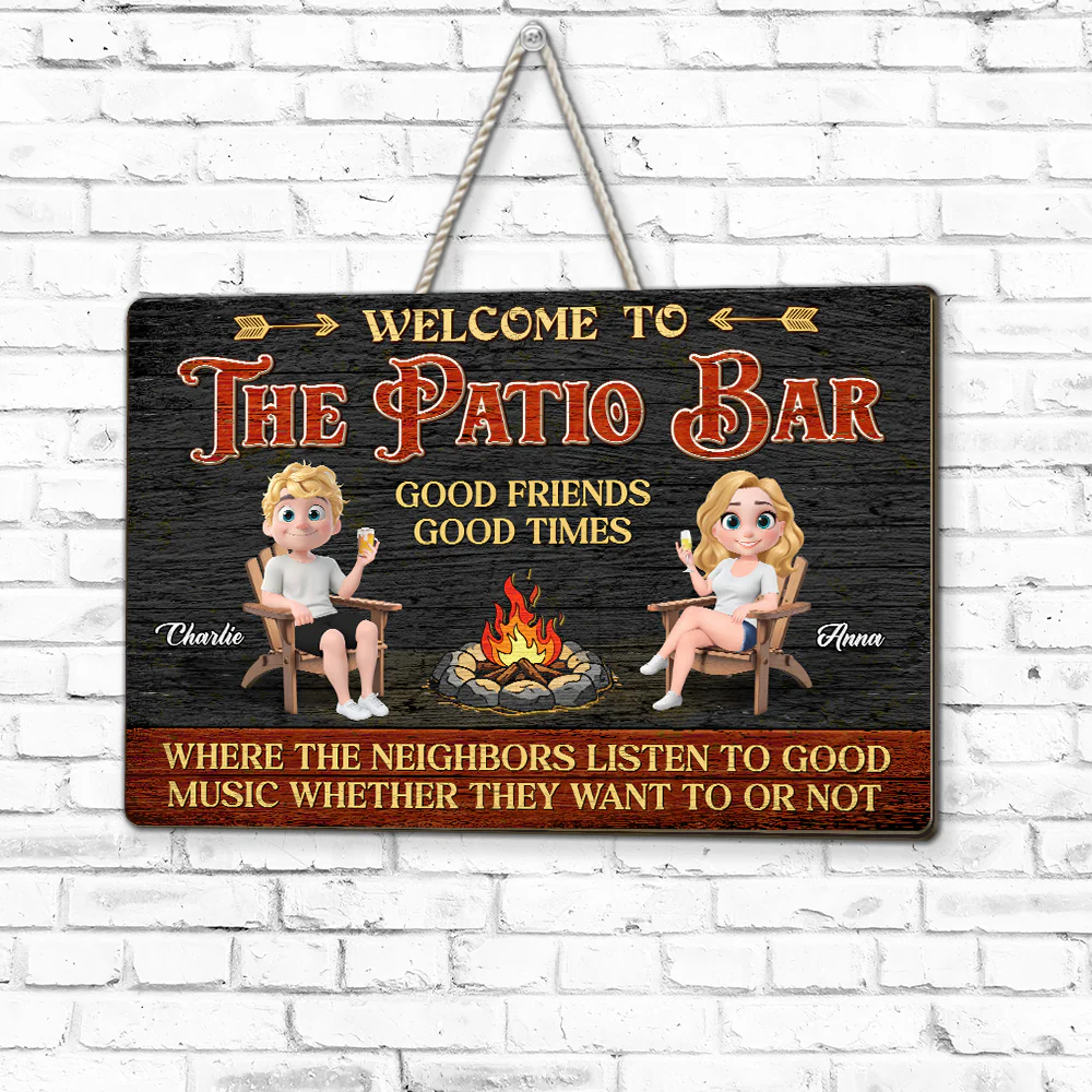 Welcome To The Patio Bar - Personalized Custom Wood Sign - Image 3