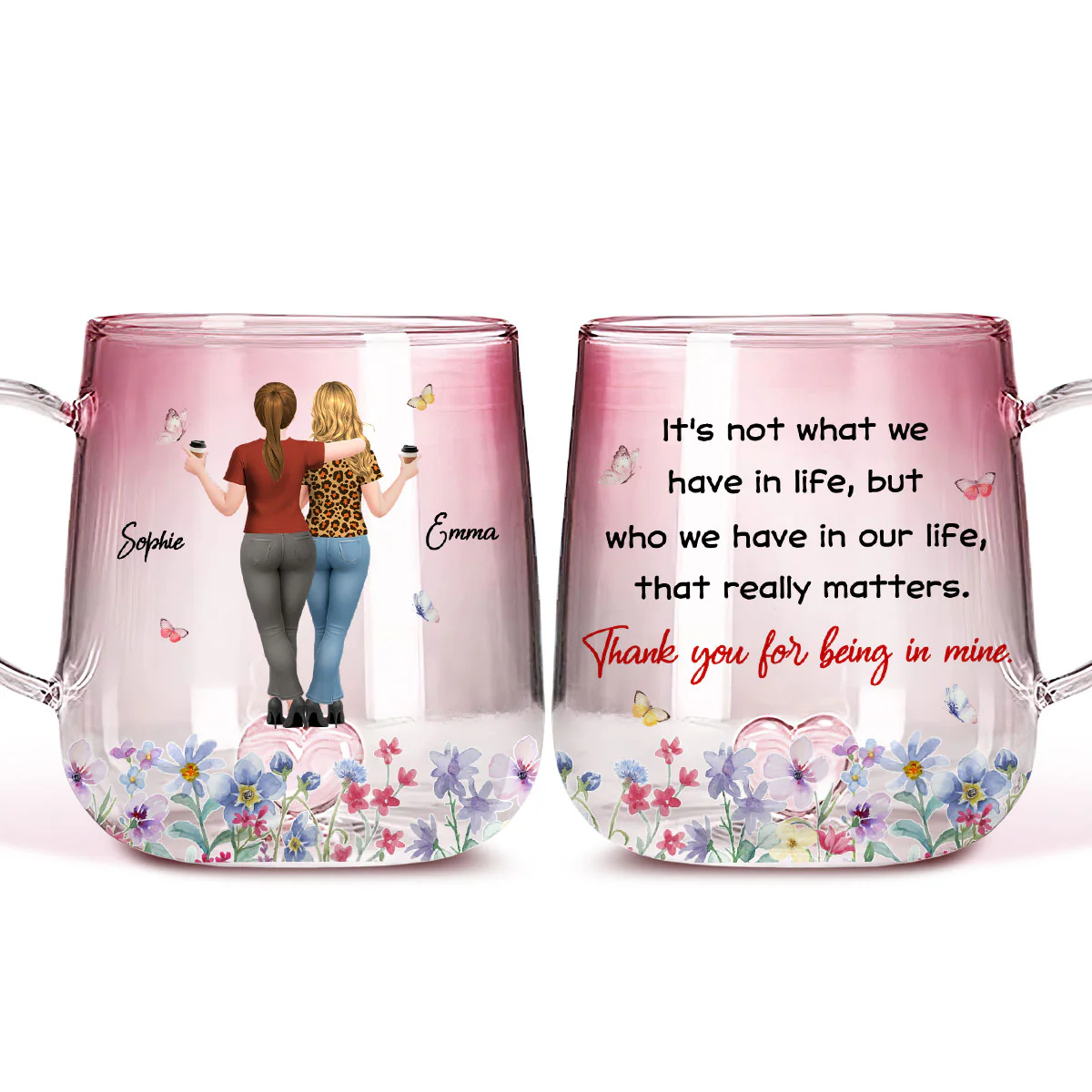 What Truly Matters - Personalized Custom Pink Gradient Glass Mug
