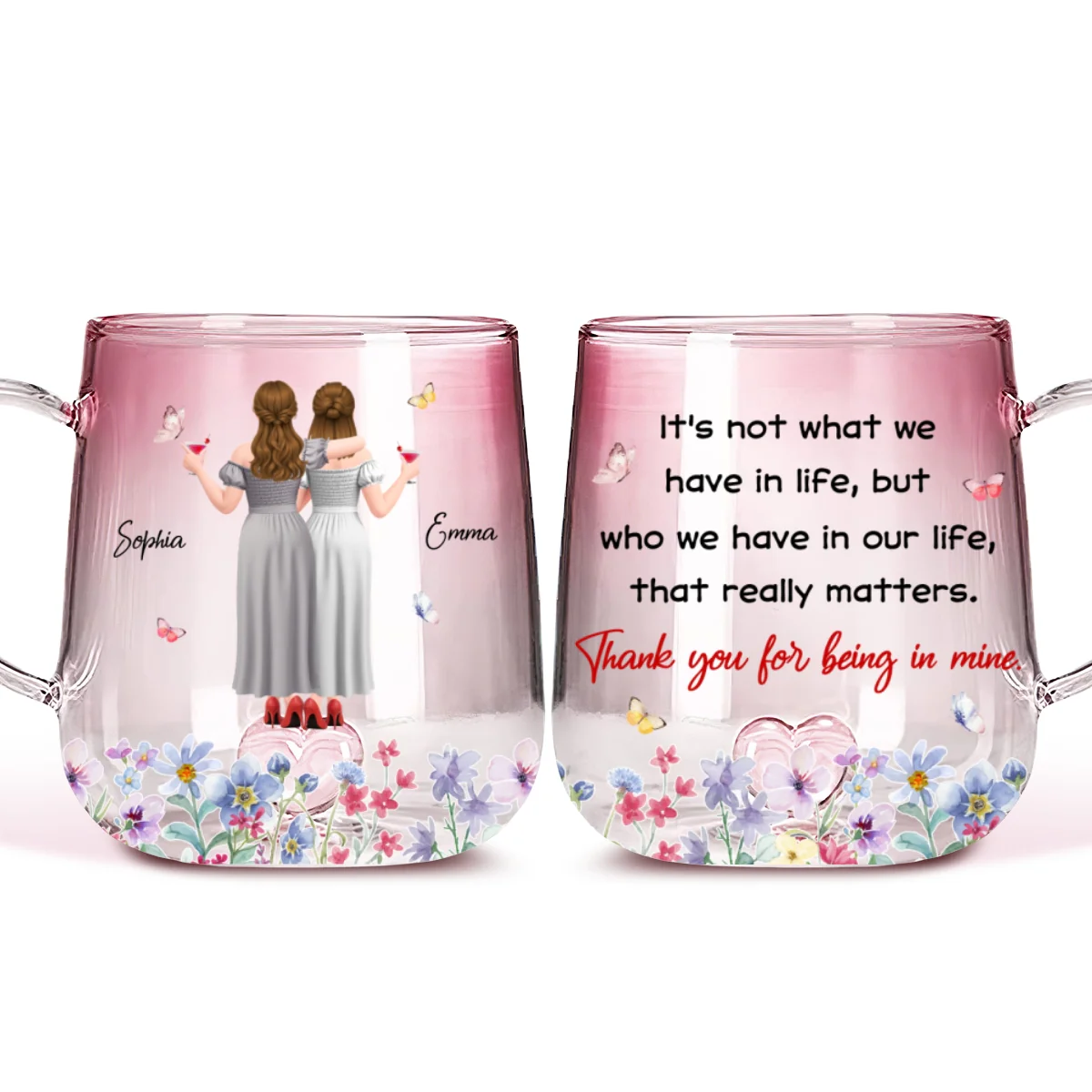 What Truly Matters - Personalized Custom Pink Gradient Glass Mug - Image 5