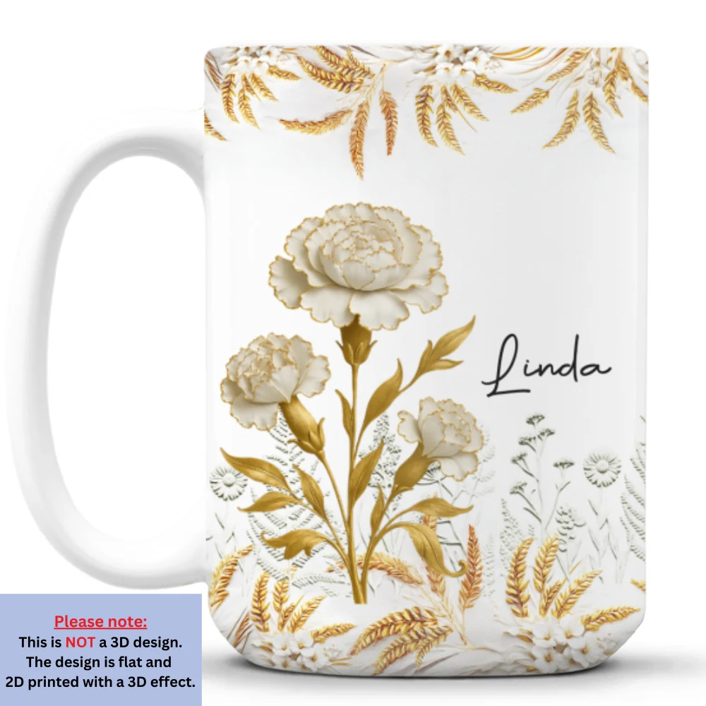 Wheat And White Flowers - Personalized Custom Coffee Mug - Image 8