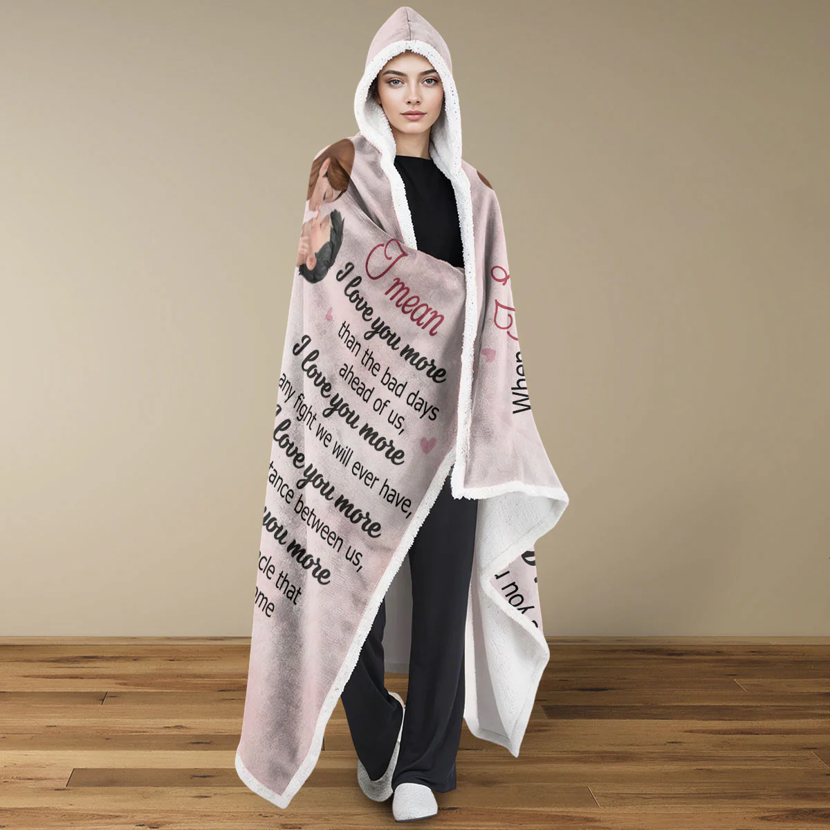 When I Say I Love You More - Personalized Custom Hooded Blanket - Image 2