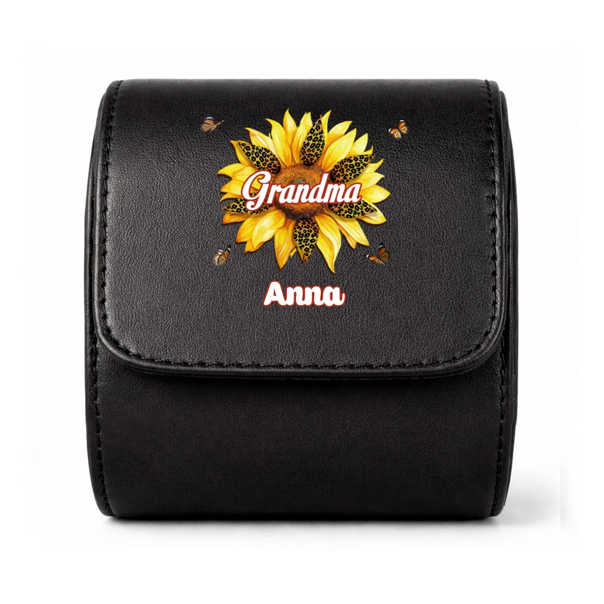 Where Grandma Sunflower Blooms - Personalized Custom Leather Watch Case - Image 11