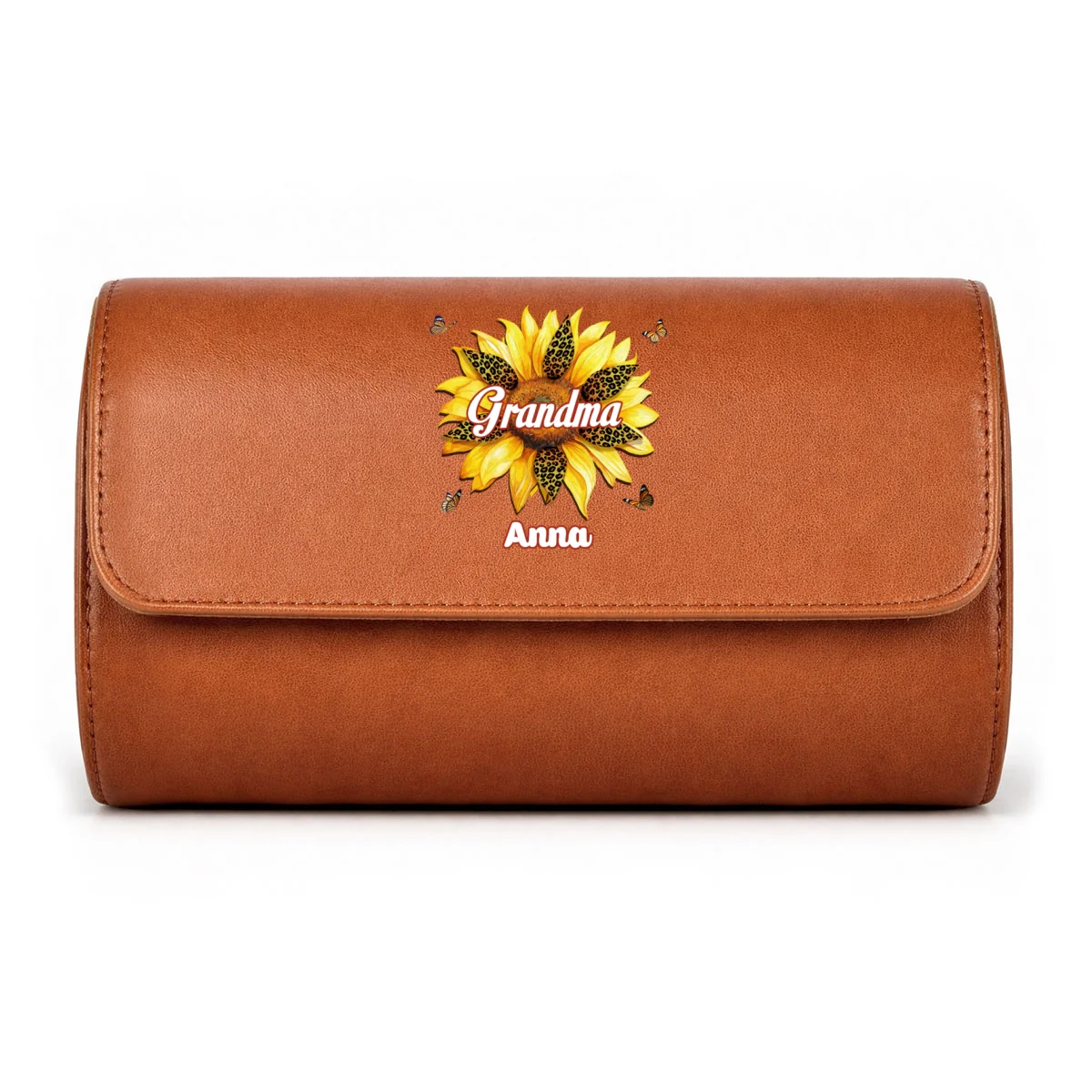 Where Grandma Sunflower Blooms - Personalized Custom Leather Watch Case - Image 14