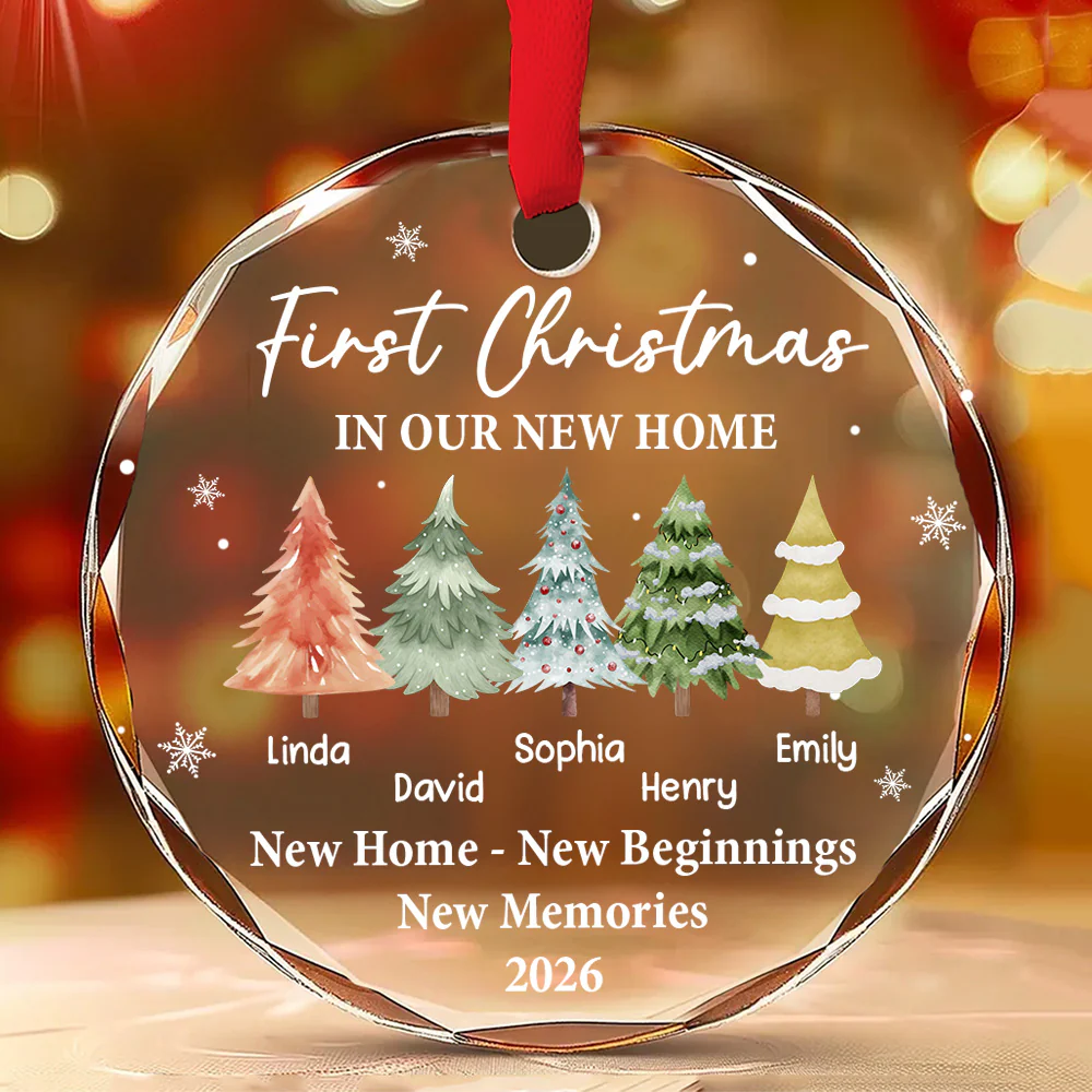 Where Memories Begin And Love Grows - Personalized Custom Glass Ornament - Image 2