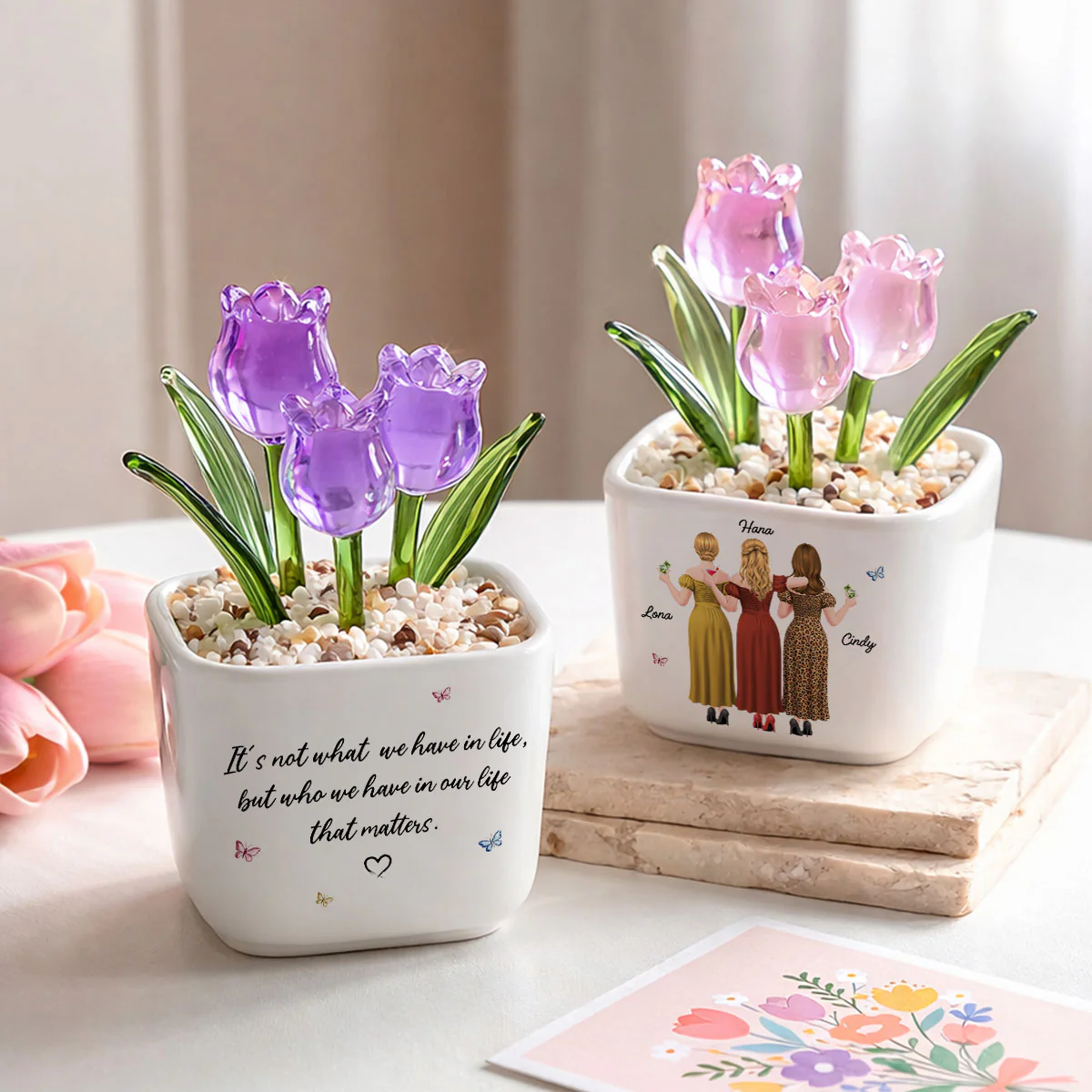 Who Matters Most - Personalized Custom Glass Everlasting Tulips