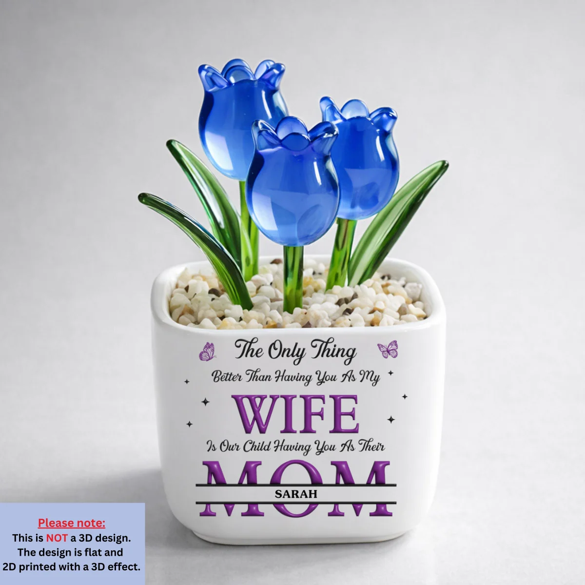 Wife To Mother Love - Personalized Custom 3D Inflated Effect Glass Everlasting Tulips - Image 6