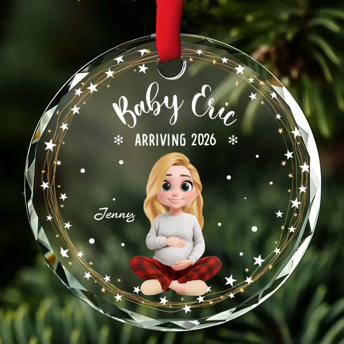 Will Arrive To This World - Personalized Custom Glass Ornament - Image 6
