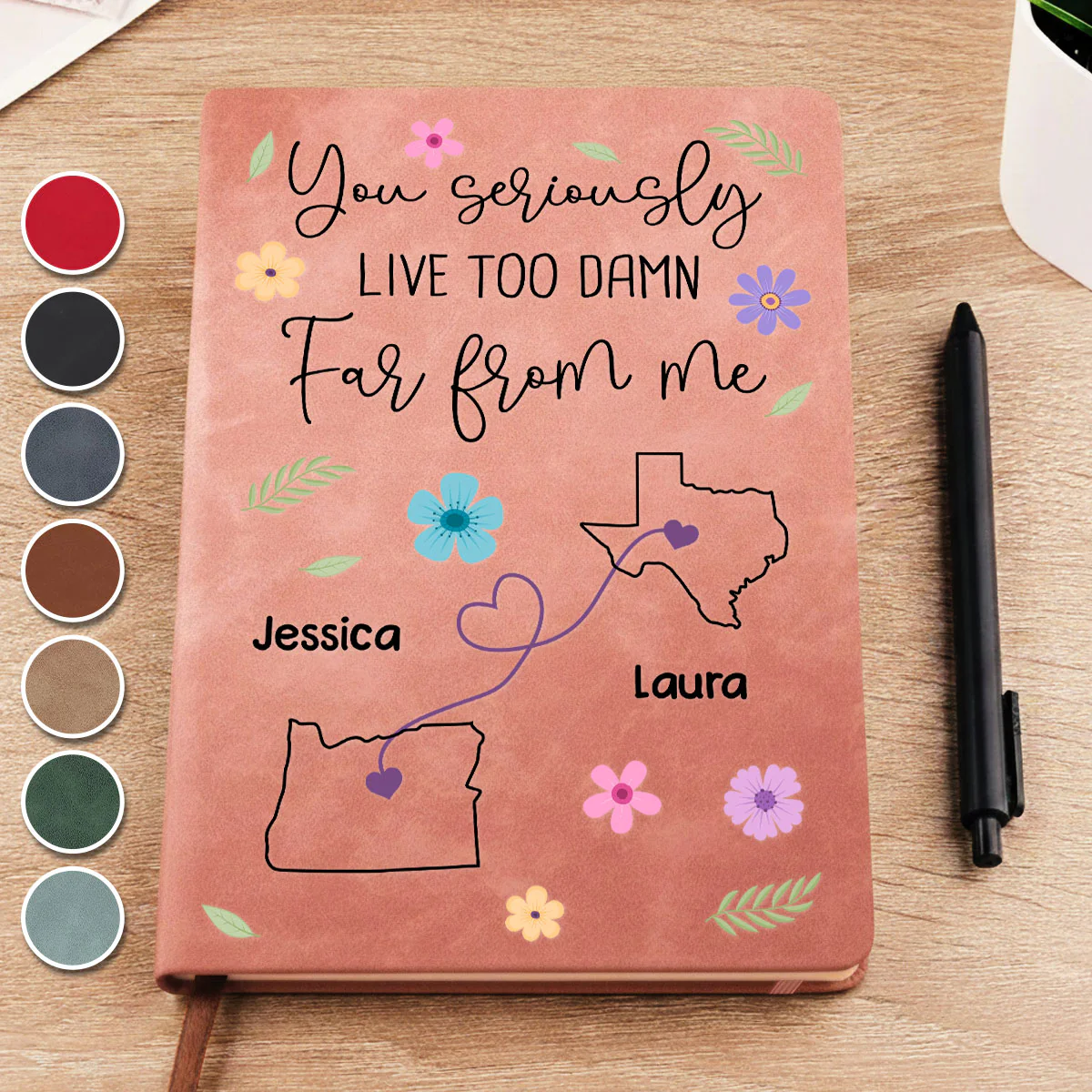 Wish You Lived Much Closer - Personalized Custom Leather Journal